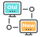Representation of transferring from an old to a new computer